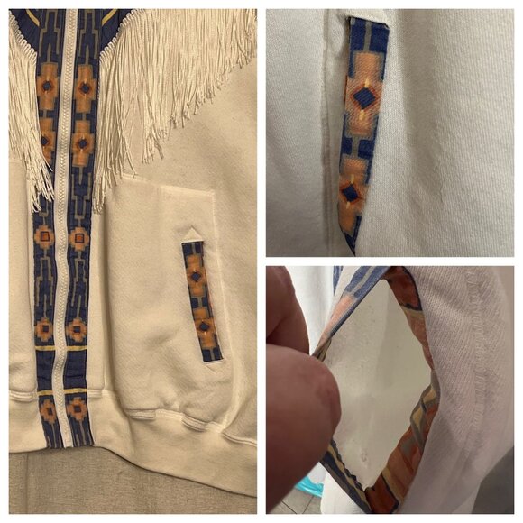 Vintage Santee Lightweight Southwestern Fringe Jacket Plus XXXL USA Aztec Tribal - Picture 13 of 16